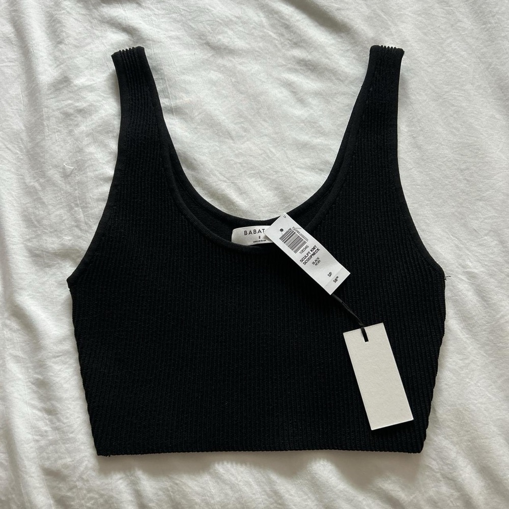 Aritzia Black Ribbed Crop Top